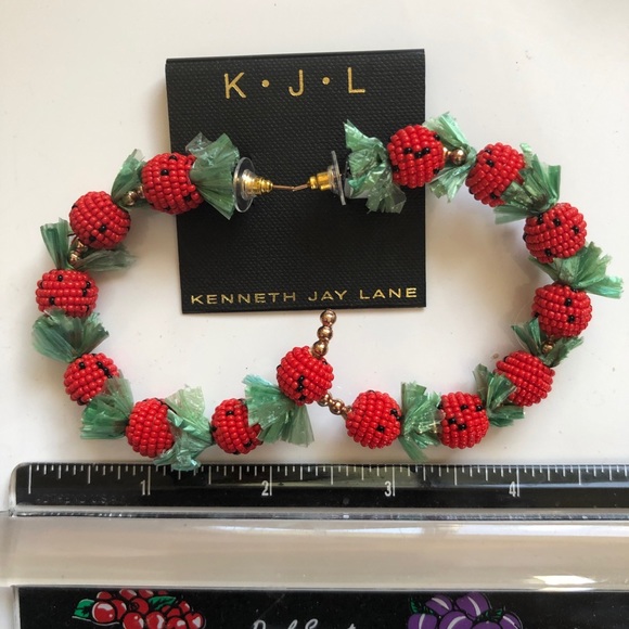 Kenneth J Lane 🆕 Strawberry Hoop earrings $80 retail - Picture 4 of 6